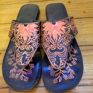 Park Lane London Leather Flats Thong Sandals